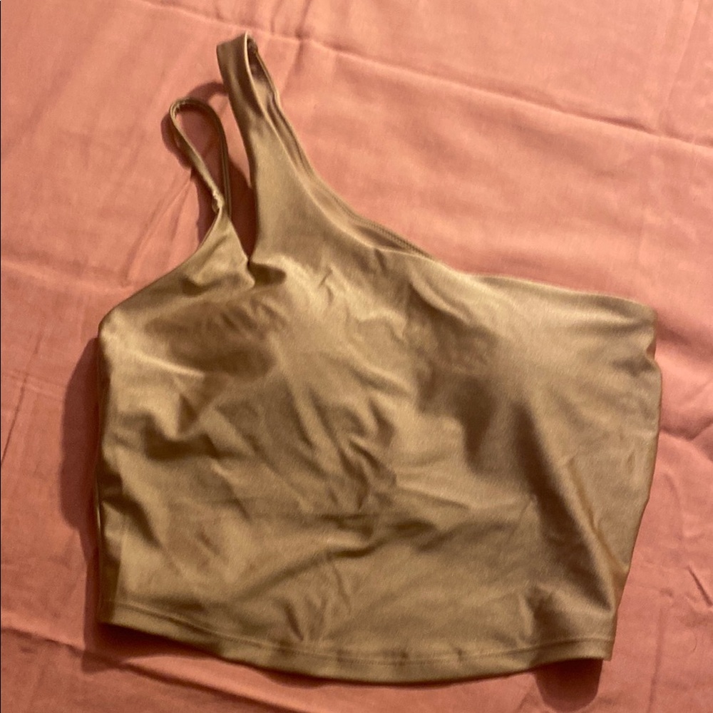 Old Navy Active One Shoulder Metallic Built-In Bra Top